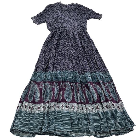 eShakti Dress Womens 6 Purple Blue Boho Paisley Maxi Rayon Cotton‎ India Printed - Picture 2 of 7
